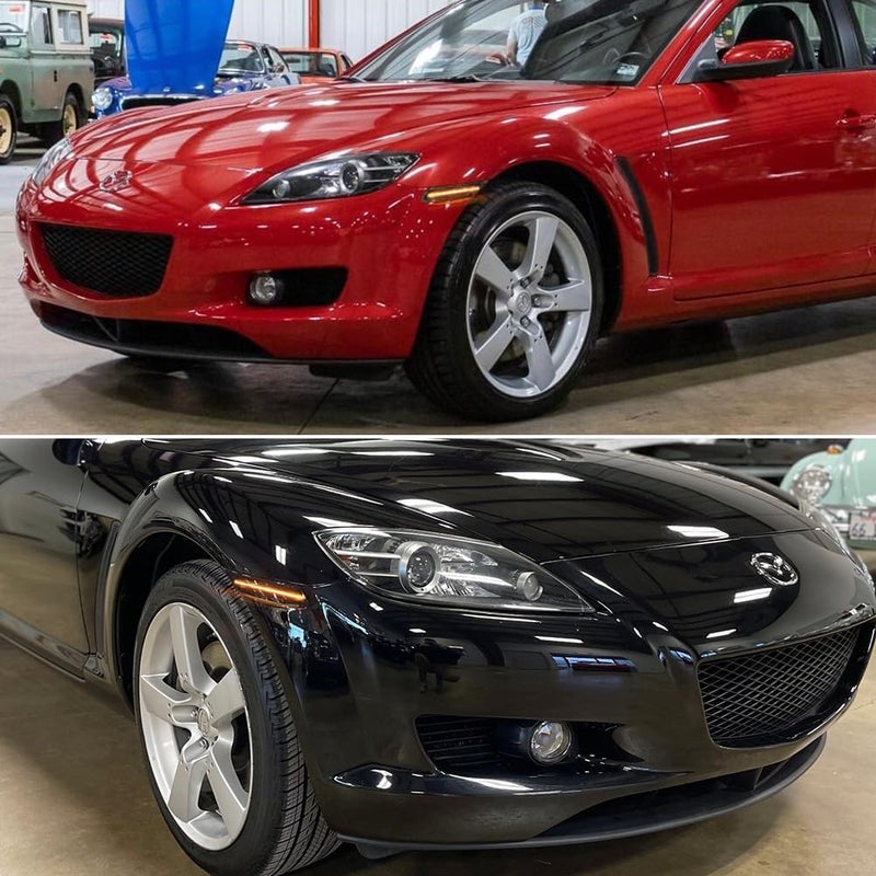 TurningMax For 2004 2005 2006 2007 2008 Mazda RX-8 RX8 Front Bumper Side Marker lights Smoked Lens Amber LED F151-51-120E, F151-51-130E - Image 5